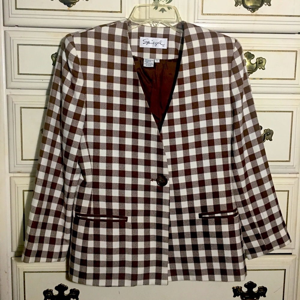 Spiegel check plaid petite women’s blazer